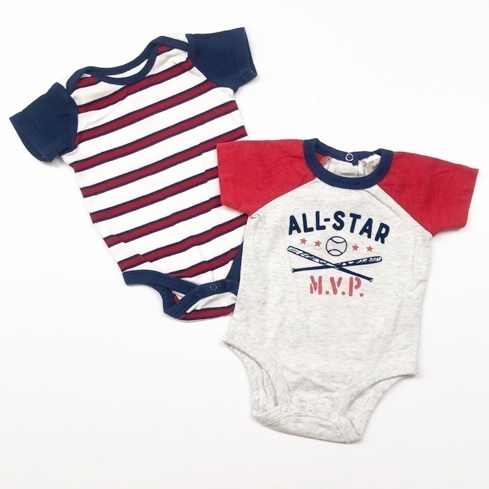 Baby B'gosh + Member's Mark red/blue baby bodysuit set